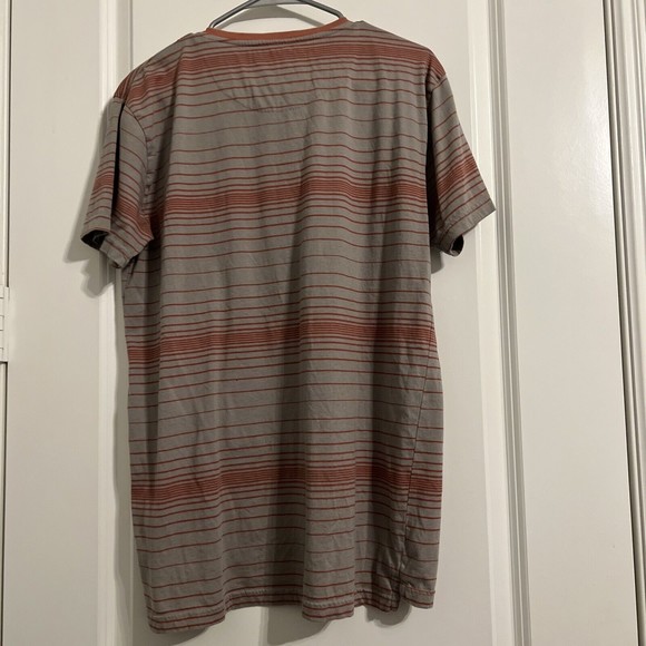 Stock & Co. Grey And Pink Striped Crew Neck T-shirt Womens Medium 100% Cotton - Picture 3 of 5